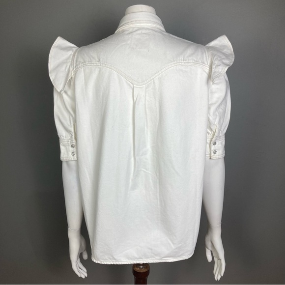 NEW Zadig & Voltaire shirt jacket Large western pearl snap ruffle Toky white - Picture 9 of 16